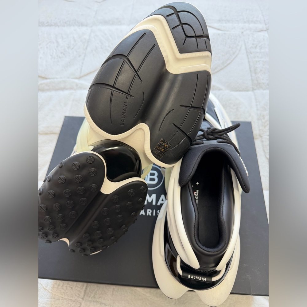 NEW! $1,195 Balmain Paris Unicorn Sneakers Black White 13 / 14 - Picture 9 of 15